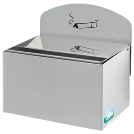 Proregal Robuster Wandascher mit Schild 0,8 Liter, HxBxT 20x20x12,5cm | Verzinkter Stahl Silber | Ascher Aschenbecher