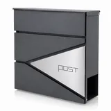 BITUXX Design Briefkasten MS-16439 Anthrazit inkl. Zeitungsfach