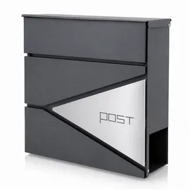 BITUXX Design Briefkasten MS-16439 Anthrazit inkl. Zeitungsfach