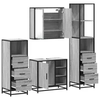 VidaXL Badmöbel-Set 4-tlg. Grau Sonoma