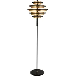 SEARCHLIGHT LED Stehlampe "Stehlampe Bijou, 1-flammig", mattschwarz, gold und poliertes messing, Ø 40,00cm H: 148,00cm, Lampen, Warme Atmosphäre