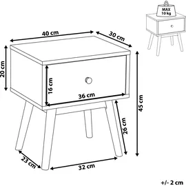 Beliani Nachttisch Arvada 40 x 30 x 45 cm Braun/Grau