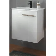 furn.design Waschbeckenunterschrank 60 x 60 x 40 cm Weiß Hochglanz/Eiche