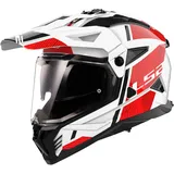 LS2 MX702 Pioneer II Hill Motocross Helm, weiß/rot, L (59/60)