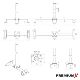 PremiumX BASIC Dachsparrenhalter-Montageset 100cm Mast Sparrenhalter für Satellitenschüssel Satelliten-Antenne SAT