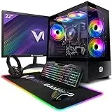 Vibox VI-212 Gaming PC - 22 Zoll Set Komplett - AMD Ryzen 3200GE 4GHz - Radeon Vega 8-16GB RAM - 1TB SSD - Linux OS - WiFi