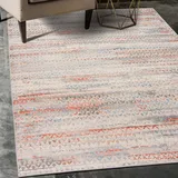 Mazovia Abstraktes Vintage Designer Teppich - Kurzflor - Weich Teppich für Wohnzimmer, Esszimmer - ÖKO-TEX Wohnzimmerteppich - Teppiche Grau Lachsfarben 160 x 220 cm