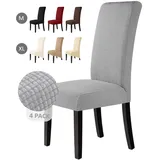 BalladHome Stuhlhussen 4 Stück Stuhlbezüge Stretch Stuhlbezug Elastische Spandex Stuhlhussen Universal Abnehmbare Waschbar für Hotel Party Bankett (Silber-Grau, 4 Stück)-M