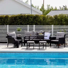 VCM Knock Dining-Loungeset 6-tlg. grau/schwarz
