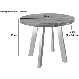 Sam Esszimmertisch rund 90 cm Akazienholz nussbaumfarben silber SOPHIA - Braun