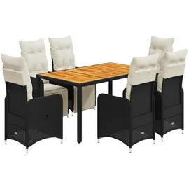 vidaXL Garten-Bistro-Set 7-tlg. Schwarz