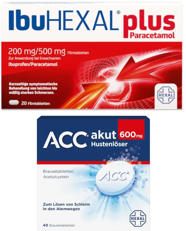 ACC akut Hustenlöser & IbuHEXAL plus Paracetamol 1 Sparset