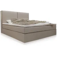 Juskys Boxspringbett Detroit - Chenille-Stoff & Beige