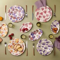 KARACA Tutti Frutti Steingut-Geschirrset für 4 Personen, 12 Teile, Speiseteller, Servierplatten, Beilagenteller, Tägliches und Besonderes Geschirr, Einzigartiges Design