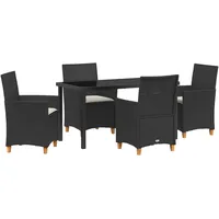 vidaXL Garten Essgruppe 5 pcs Schwarz Poly-Rattan