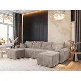 masseno Ecksofa U-Form Polyester 4-Sitzer Beige