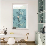 Lichtblick Fensterfolie selbstklebend, Sichtschutz, Aqua Floral - blau B/L: ca. 50x50 cm