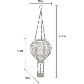 GLOBO Solarlampe Hängeleuchte Außenlampe Heißluftballon bunt Feuereffekt Gartendeko Balkonlampe, 20x 0,5W 1600K warmweiß, DxH 14 x 46,5 cm