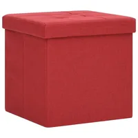 vidaXL Hocker mit Stauraum Weinrot Leinenoptik Vidaxl