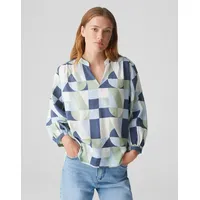 Opus Damen Dreiviertelarmbluse | Bluse FALINDE Loose aus matt glänzedem Modal Mix Oxford Blue, 34 - 34