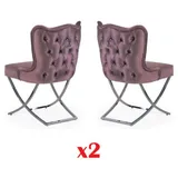 JVmoebel Esszimmerstuhl Esszimmer Polsterstuhl Lounge Leder Textil Sitz für Fernsehraum, Made in Europa lila