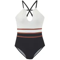 LASCANA Badeanzug Damen Schwarz/Weiß 40 Cup C/D