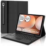 IVEOPPE Tastatur für Samsung Galaxy Tab S10 Ultra 2024, Hülle mit Tastatur Galaxy Tab S10 Ultra/S9 Ultra Con Touchpad, Abnehmbarer QWERTZ für Samsung S9/S10 14.6 Zoll, Schwarz