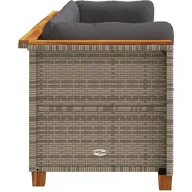 vidaXL Gartensofa mit Kissen 3-Sitzer Grau Poly Rattan