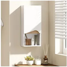Homcom Badezimmerschrank Wandschrank mit Soft-Close-Tür, verstellbaren Ablagen und offenem Fach für Wohnzimmer Schlafzimmer 30 x 17 x 67 cm Weiß