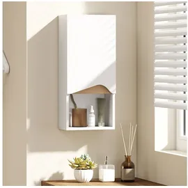 Homcom Badezimmerschrank Wandschrank mit Soft-Close-Tür, verstellbaren Ablagen und offenem Fach für Wohnzimmer Schlafzimmer 30 x 17 x 67 cm Weiß