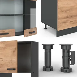 Vicco Küchenzeile R-Line 300 cm anthrazit/eiche