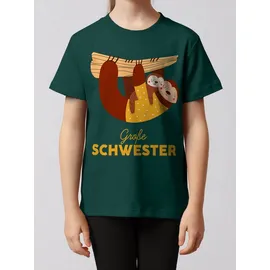 wat? APPAREL T-Shirt Faultier Große Schwester in Dunkelgrün | Gr.: 110/116