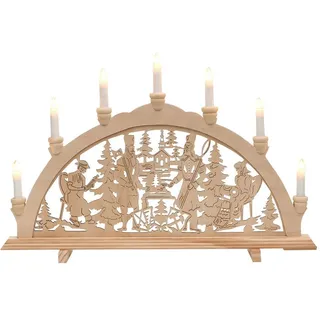 Holz Schwibbogen Lichterbogen 230V inkl. 6 Ersatzglühbirnen - Bergleute #2