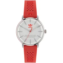 Quarzuhr ADIDAS ORIGINALS "CODE ONE 3H", rot, Armbanduhren, Damen, Armbanduhr, Damenuhr, Herrenuhr, unisex, analog, Silikonarmband