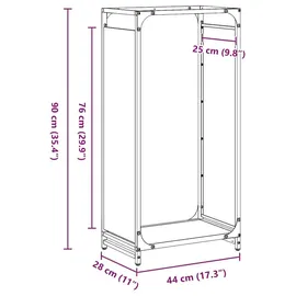 vidaXL Kaminholzregal Kaltgewalzter Stahl 44 x 28 x 90 cm Anthrazit