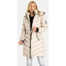 Cipo & Baxx Damen Jacke Mantel Steppjacke Winterjacke Parka mit abnehmbarer Kapuze WM135 Beige S - S