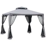 MC Star Pavillon Pavillon mit Doppeldach, ca. 3x3 m Wasserdicht Stabil, Winterfest Gartenpavillon mit Moskitonetz, Seitenteile