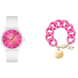 Ice solar Power - Coral reef - Small - 3H + Jewellery - Chain bracelet - Neon pink - Gold