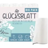 glücksblatt Küchenrollen reinweiß 3-lagig 8 Rollen