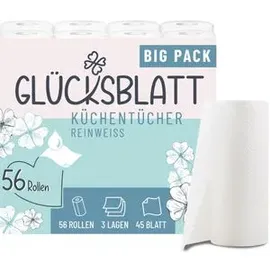 glücksblatt Küchenrollen reinweiß 3-lagig 8 Rollen