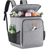 Großer 32L Kühlrucksack Isolierte Kühltasche Outdoor Picknick Grau