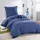 Wometo Bettwäsche Renforce Stone-Washed 135x200 & 80x80 100% Baumwolle - blau OekoTex weich modern Used-Look Leinen-Optik