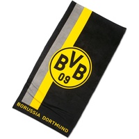 BVB Borussia Dortmund Borussia Dortmund Duschtuch mit Logo im Streifenmuster, Baumwolle , Schwarz/Gelb, 70 x 140 cm