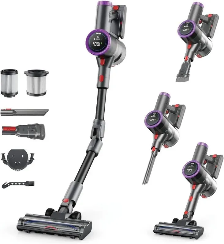 Prasky P1MAX Staubsauger Violett - mit Becher, Typ C/EU-Stecker, Verlängerte Laufzeit, intelligentes Display, 150 AW