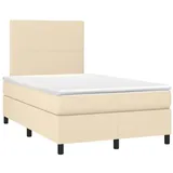 vidaXL Boxspringbett mit Matratze & LED Creme 120x190 cm Stoff