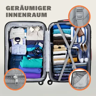 monzana Monzana® Kofferset Baseline Hartschalen Koffer M-L-XL Gel-Griffe 4 Rollen 360o blau