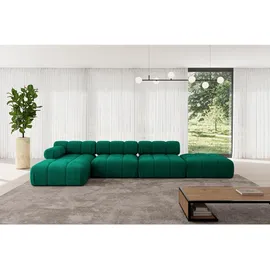 altdecor Eckcouch Samt 6-Sitzer Dunkelgrün