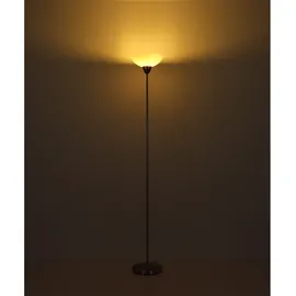 GLOBO Stehleuchte nickel matt, Deckenfluter Glasschirm opal, Stehlampe Wohnzimmerleuchte, Metall, Fernbedienung dimmbar, RGB LED 8,5w 806lm wamrweiß, Dxh 28x180 cm