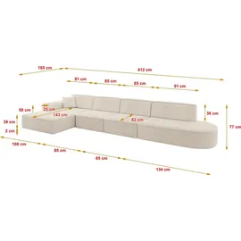 altdecor Ecksofa Ottomane Links IREA-L3-v3 412x165x77 cm Beige