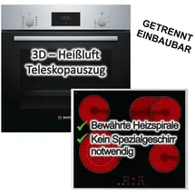 Bosch Herdset Backofen Teleskopauszug + PKM Glaskeramikkochfeld